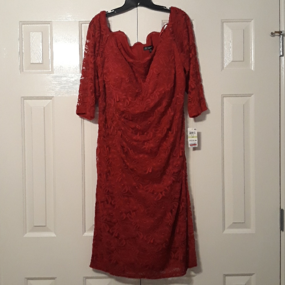 INC Red Lace Off Shoulder Dress